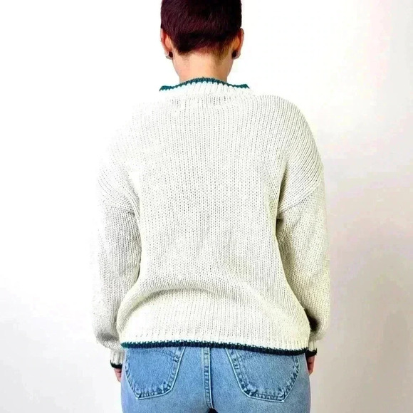 Vintage 1993 Crew Neck Chunky Knit Oversized Sweater - L - Picture 2 of 6